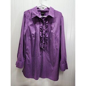 Lane Bryant Purple Striped Ruffled Blouse 14/16